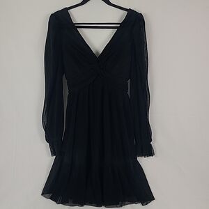 NWT Listicle Black Puff Sleeve Baby Doll Dress Cottagecore Boho Sz L